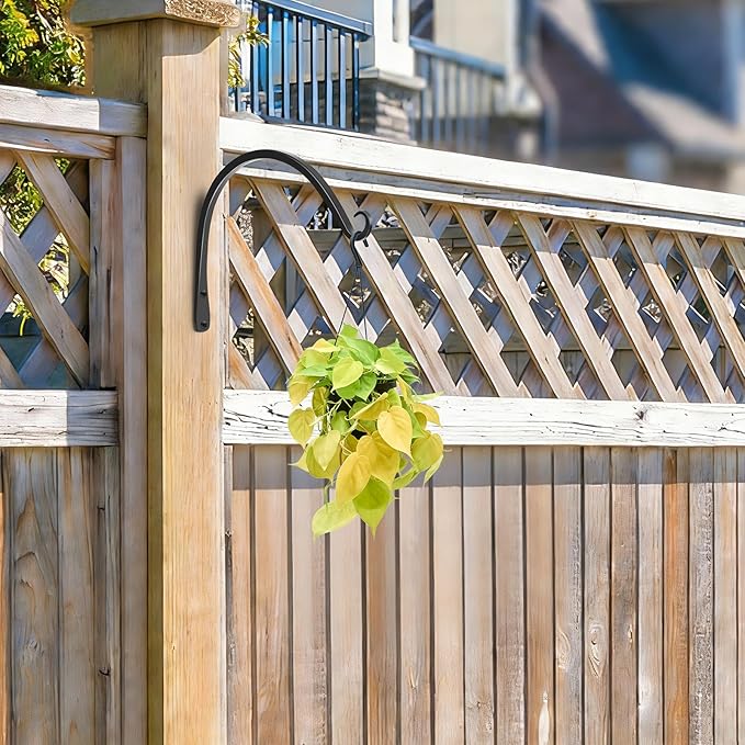 Gtongoko 2 Pack 10 Inch Plant Hangers Outdoor Metal, Plant Hooks for Wall Indoor, Outdoor Hooks for Hanging Bird Feeders, Plant Bracket, Lanterns, Wind Chinme, Black