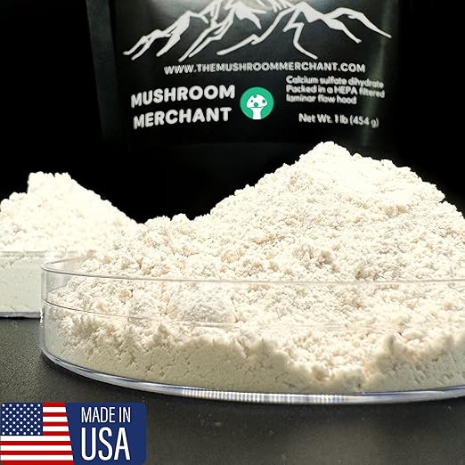 Gypsum Powder for Mushroom Substrate (5 lb) | Lab Grade | Packed in a HEPA-Filtered Facility | Highly Soluble for Growing Mushrooms | Soil Conditioner | (Calcium Sulfate Dihydrate) (5 Pounds)