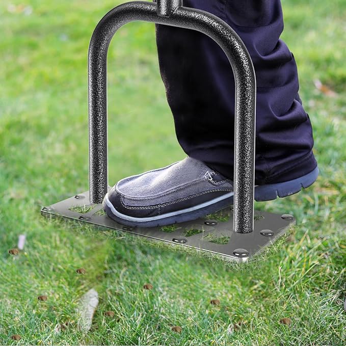 Dolibest Lawn Aerator Spike, Manual Lawn Aerator Tool with 15 Stainless Steel Spikes, Spike Lawn Air Aerator with Non-Slip Grip Handle, Grass Aerator Tool for Loosening Soil and Improving Lawn Health