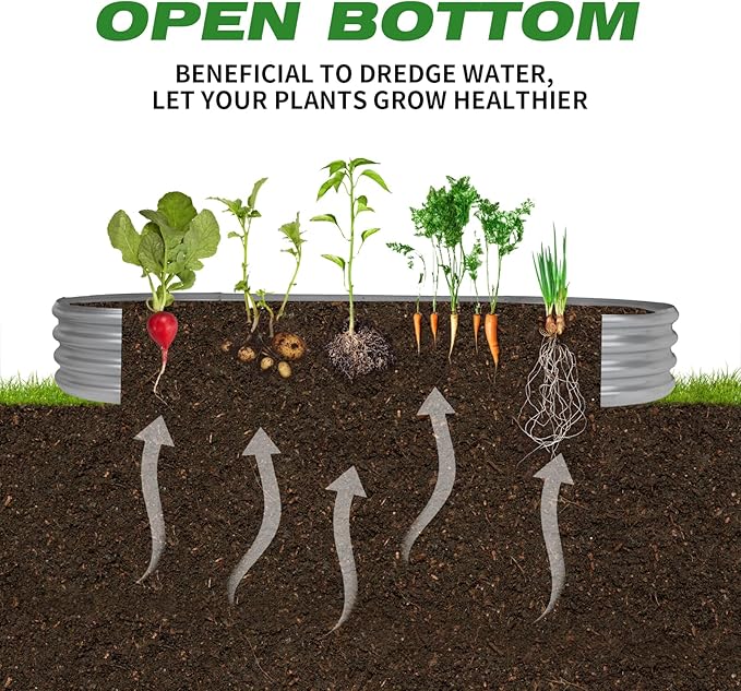 Raised Garden Bed 6.5ft Galvanized Planter Box Outdoor, Rot-Resistant Oval Large Metal Garden Bed Planter for Vegetables Flower Herb