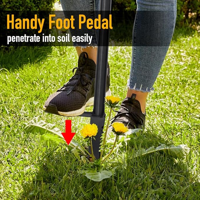 Colwelt Stand Up Weeder and Weed Puller, Stand Up Weed Puller Tool with Foot Pedal, Step and Twist Manual Weeder 40 Inch(Combo Pack - Stand Up Weeder & Hand Weeder& Garden Gloves)