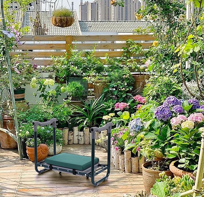 Nice C Garden Kneeler and Seat, Garden Stool, Garden Kneeler, Foldable Gardening Stool, Gardening Gifts for Women, Heavy Duty Garden Bench, Garden Kneelers for Seniors, with Tool Pouch&Gloves (Green)