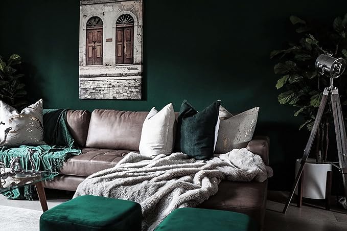 Dimoon 236''x17.7'' Dark Green Peel and Stick Wallpaper Contact Paper Modern Self Adhesive Wall Paper Removable Renter Friendly Textured Solid Color Cabinet Vinyl Roll (236''x17.7'',Emerald Dark)