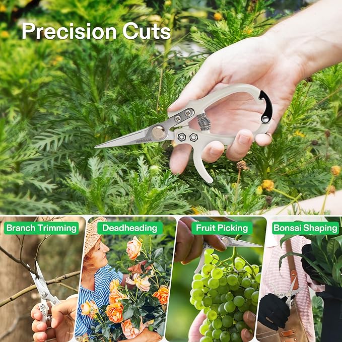VIVOSUN Pruning Shears for Gardening, Lightweight Plant Pruners for Gardening, Garden Scissors for Cutting Flowers, Trimming Branches, Indoor Plant Scissors, Stylish Q-Shaped Garden Tools for Women