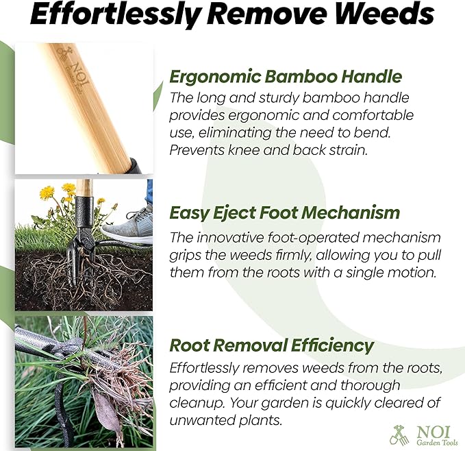 Weed Puller Tool Stand Up with Claw Gloves, Heavy Duty Long Handled Weeder with Ergonomic Design, Weed Remover for Dandelions, Crabgrass, Root Puller, Ideal Weeding Tool for Yard