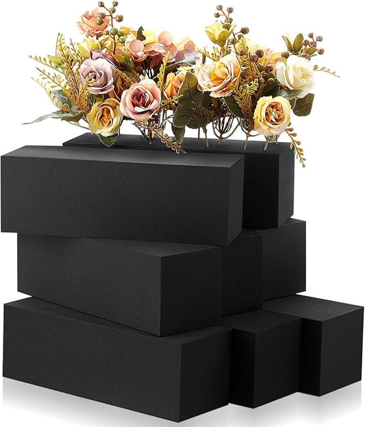 Lallisa 8 Pcs Reusable Floral Foam Blocks 9 x 3 x 3 Water Weather Resistant Dry Floral Foam for Artificial Flower Arrangements Outdoor Flower Boxes Outside Hanging Planters Wedding Home Decor (Black)
