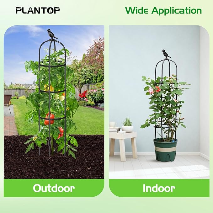 2 Pack Garden Obelisk Trellis for Climbing Plants Outdoor, 6.6FT Tall Rustproof Plant Trellis Climbing Plant Support, Garden Tower Trellis for Potted Plant Flowers Vegetable Vine Indoor