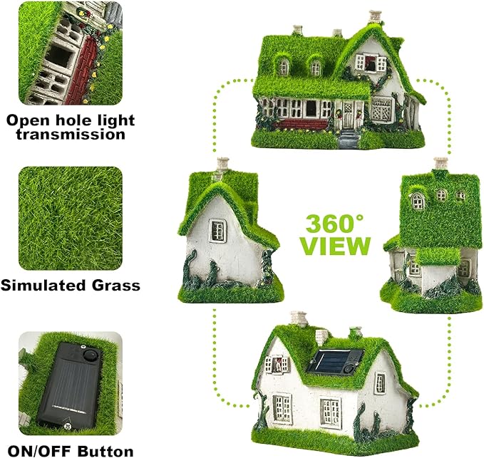 Solar Garden Outdoor Statue Light - Fairy House Lawn Decoration for Patio, Balcony, and Yard - Unique Gift for Any Occasion