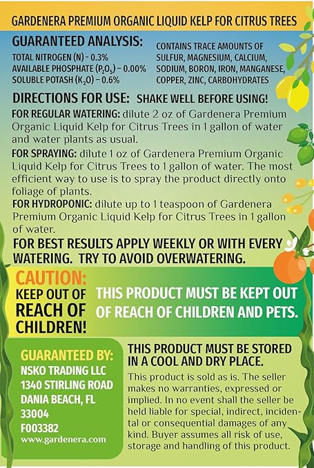 Premium Organic Kelp Concentrate for Citrus Trees - 8 oz - Amplify Citrus Fruit Size and Taste for a Satisfying Harvest