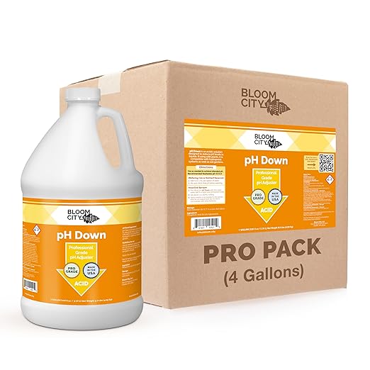 Bloom City Professional pH Down Liquid Fertilizer, Case Pack of 4 One Gallon Bottles (128oz)
