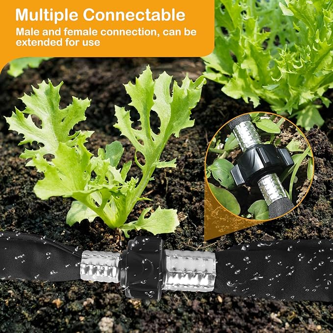 Flat Soaker Hose 50FT*4 Heavy Duty Double Layer Design Save 80% Water for Garden Lawn and Flower Bed Drip Irrigation (200FT)