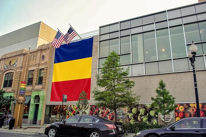 Romania Extra Large Flag 12x18FT Giant Romanian National Polyester Banner With 5 Grommets Fade Resistant Vivid Color For Patriotic Festival Events Party Decoration (Romania, 12x18FT)