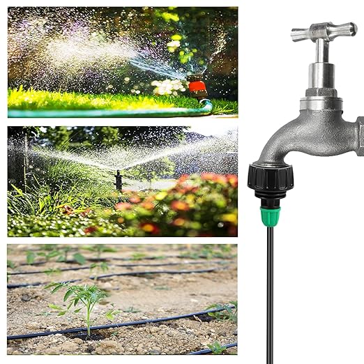 Garden Hose Adapter 3/4 to 1/4 Inch Drip Irrigation Tubing Connectors Lock Barbed Design 3/4 US Standard GHT Thread 5 Pack(3/4" to 1/4" Pipe Connector)