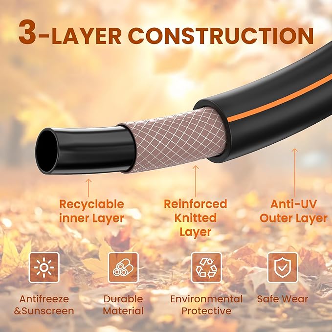 Giraffe Tools Garden Leader Hose 5/8 inch x 2.5ft, Short Water Hose Heavy Duty, Flexible, Lightweight Hybrid Hose with Bend Protection, Male to Female Fittings