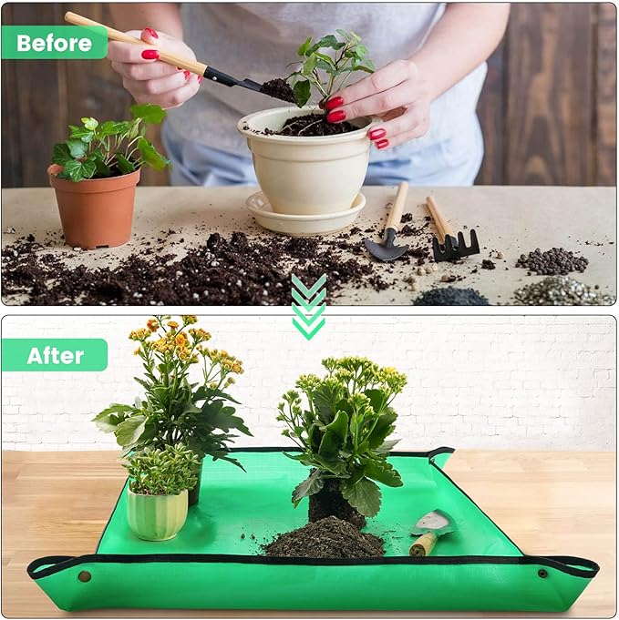 2 Pcs 26.8" x 26.8" Potting Mat for Indoor Plants Transplanting Control Mess Square Repotting Mat Gardening Gifts
