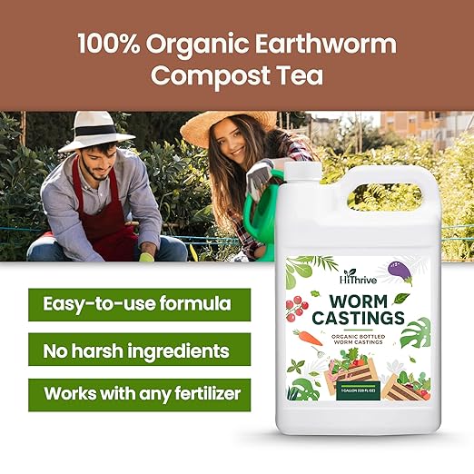 1 Gallon Worm Castings for Plants - Makes 256 Gallons of Earthworm Castings Compost Tea, Liquid Worm Casting – Nutrient-Rich Organic Compost Worms for Healthier Soil & Vibrant Plant Growth