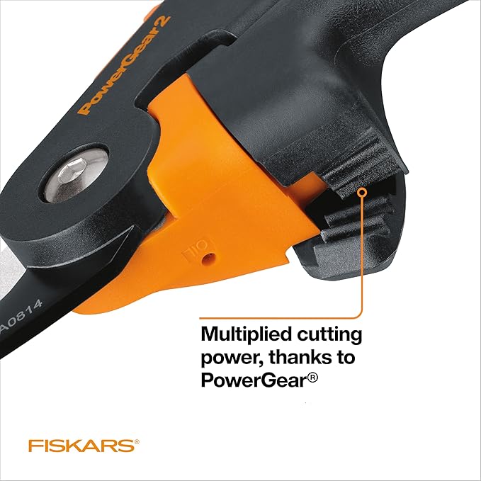 Fiskars Pruning Shears, PowerGear2 Technology Multiplies Power, Rolling Handle for Ease of Use, 3/4-Inch Cut Capacity Bypass Pruner, UltraBlade Coating and SoftGrip, Garden and Yard Tools