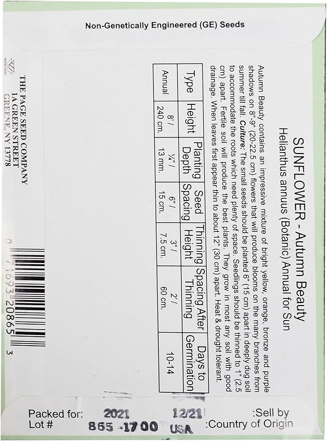 Black Duck Brand Set of 25 Autumn Beauty Sunflower Seed Packets! Flower Seeds in Bulk - Great for Creating The Garden of Your Dreams! (25, Autumn Beauty Sunflower)