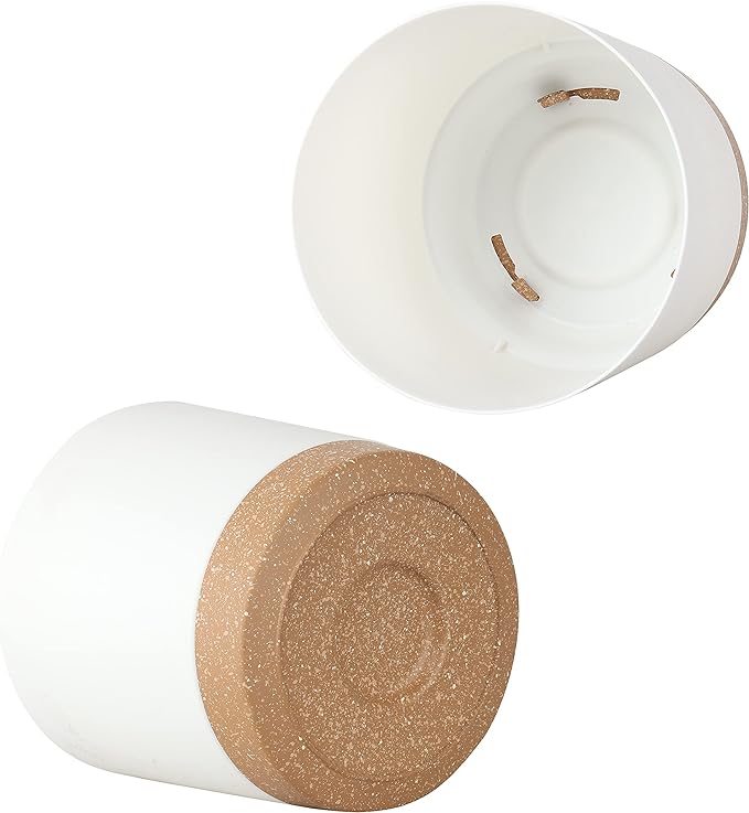 kubvici 2 Pack 8 Inch Planters for Indoor Plants, Plastic Flower Pots Plant Pots Indoor with Drainage Saucer for Outdoor Garden Home Plant, White 8”
