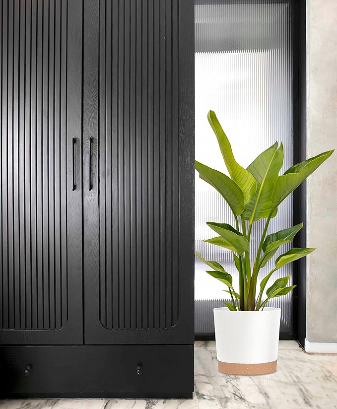 kubvici Plant Pots for Indoor Plants, 2 Pack 12 Inch Pots for Plants, Lightweight Large White Planters for Indoor Plants Outdoor Plants, Big Plastic Plant Pot Flower Pot with Drainage (12” White)