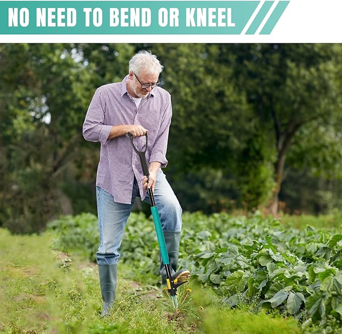 Breeze Touch 39" Weed Pulling Tool, 3-Claw Detachable Weed Puller Tool with Long Handle, Heavy Duty Stand Up Weeder Weeding Tool for Lawn, Yard, Garden, Crabgrass, Dandelion Picker, Weed Remover