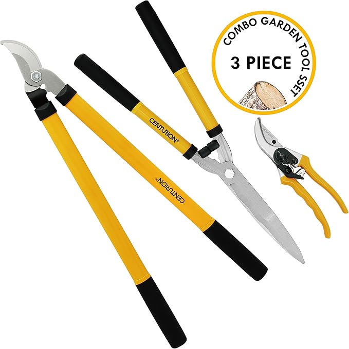 Centurion 1222 3-Piece Lopper, Hedge Shear & Pruner Combo Set, Heavy Duty Tree, Shrub & Bush Care Kit for Lawn, Garden & Yard, Ideal for Indoor & Outdoor Gardening, Branch Cutting & Plant Trimming