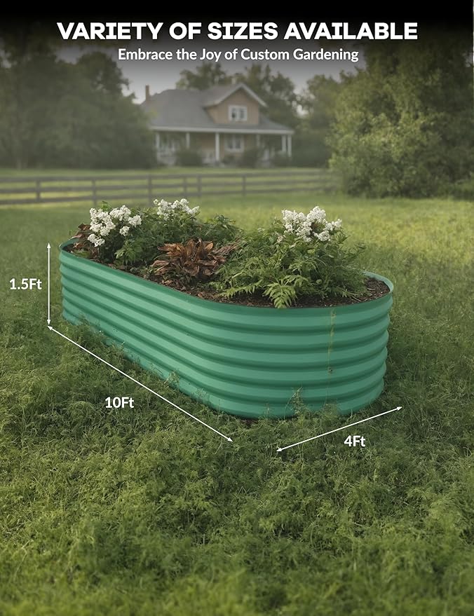 10x4x1.5ft Raised Garden Bed,Galvanized Raised Planter Boxes Outdoor with Easy Assembly, Large Garden Bed for Vegetables, Fruits, Flower,Raised Garden Bed,Green