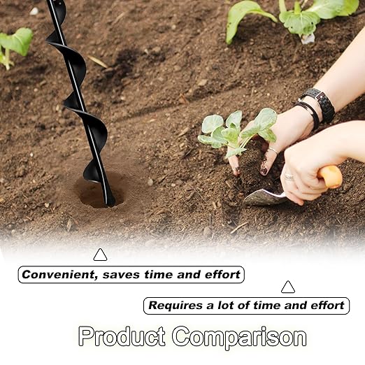 1.7"x15" Garden Auger Drill Bit for Planting Solid Shaft Bulb Auger, Heavy Duty Garden Auger Spiral Drill Bit for Auger Post Hole Digger,Plant Drill bit for 3/8” Hex Drive Drill