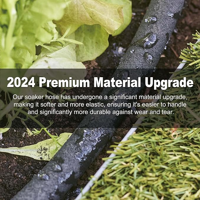 Durable Soaker Hose for Garden: 1/2" Diametere with Drip Irrigation Fittings Kit - Save 70% Water For Lawn/Flower beds/Vegetable (50FT)