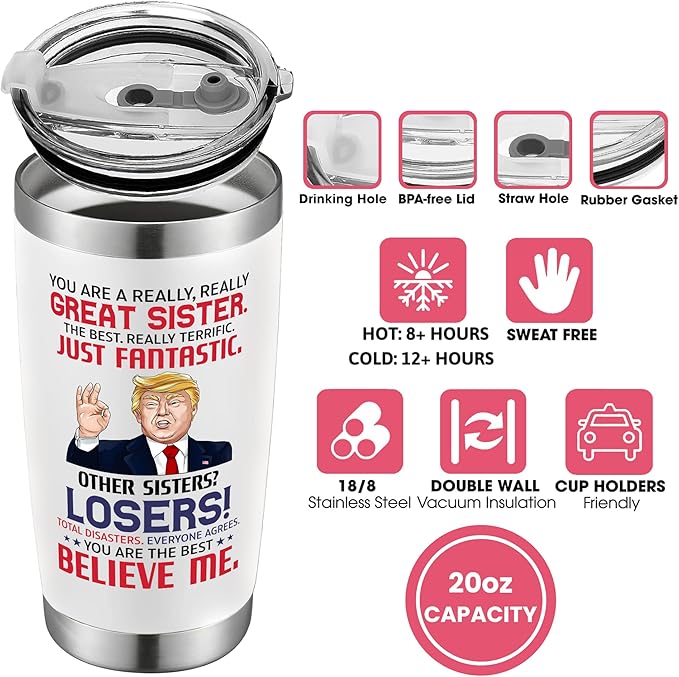 Gifts for Sister - Sister Gifts from Sister, Brother - Birthday Gifts for Sister, Sister Birthday Gifts from Sister, Christmas Gifts for Sister, Sister Christmas Gifts for Women - 20 Oz Tumbler
