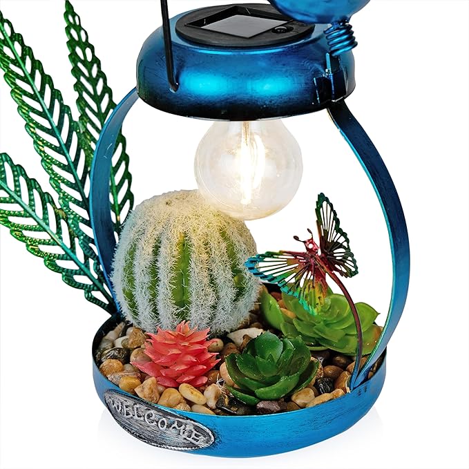 Alpine Corporation LYT290SLR-HH Solar-Powered Metal Flamingo with Garden Enclosed LED Light, Solar Patio Decor, 16''H, Blue