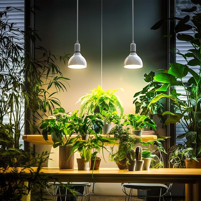 Barrina LED Grow Light Bulb, 50W (2 x 25W) Full Spectrum, with 16.4FT Power Cord, Hanging Grow Lights for Indoor Plants, Large Tall Plant, Garden, Flowers, Greenhouse, 2-Head