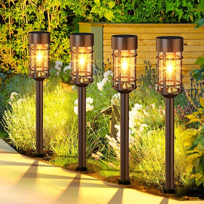 Solar Pathway Lights 8 Pack, Solar Lights Outdoor Waterproof IP65, Long-Lasting, Bright LED Outdoor Lighting Decor for Garden Yard Landscape Path