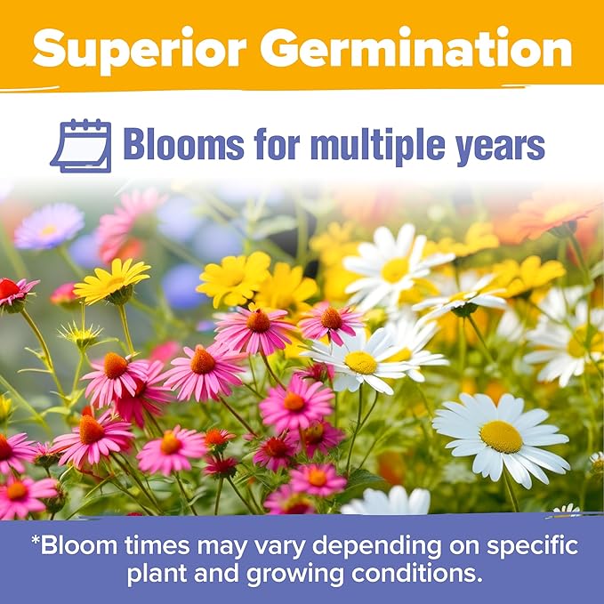 HOME GROWN 120,000+ Wildflower Seeds Bulk: (4oz) Perennial Wild Flower Seeds for Planting - Butterfly Garden Seeds for Attracting Birds & Bees - 25 Variety