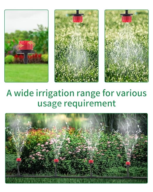 82FT Drip Irrigation System Kit - Garden Watering System with 1/4" Drip Irrigation Tubing Parts - Automatic Irrigation Sprinkler Equipment for Outdoor Plants, Garden, Greenhouse, Flower Bed, Lawn