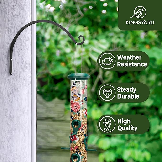 Kingsyard 2-Pack Wall Plant Hanger Outdoor - Heavy Duty Metal Hanging Bracket Hooks for Hanging Plant, Bird Feeders, Lanterns, Wind Chimes Outdoor & Indoor, 8-Inch/Black