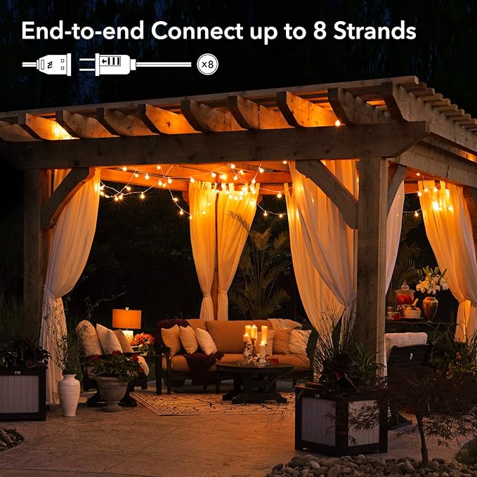 Outdoor String Lights - 50 Ft Waterproof Connectable Commercial LED Patio Lights with 25 G40 Globe Bulbs, All Weatherproof Hanging Globe Lights for Outside Backyard Porch Party Decoration