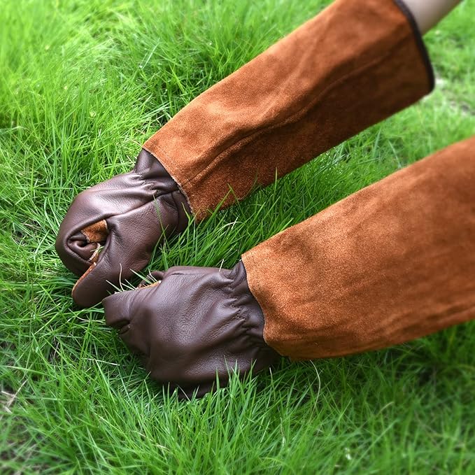 Womens Gardening Weeding Working Gloves, Leather Garden Glove for Women Thorn Proof No Stab for Digging, Planting,Pruning