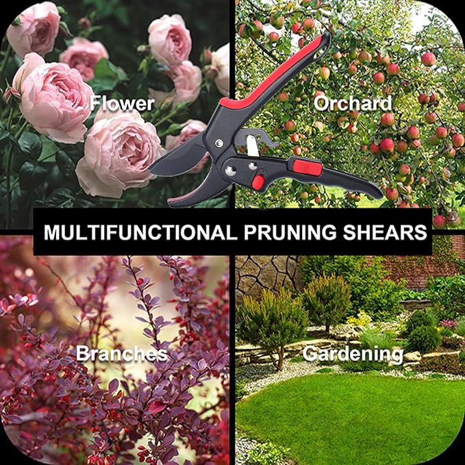 Upgraded Garden Clippers, Adjustable Germany Pruners, Work 3 Times Easier, Professional Pruning Shears, Cutting Rose, Flower, Hedge, Stem, Sharp Gardening Scissors, Arthritis Weak Hand Snips