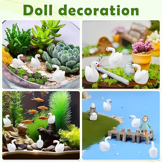80Pcs Mini Gooses Resin Tiny Gooses Miniature Decoration Figurines Ducks Dollhouse Garden Decor Plastic Mini Animals Micro Landscape Ornament Cake DIY Craft
