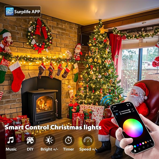 JMEXSUSS 800 LED Color Changing Christmas Lights Outdoor, 272ft 8 Modes Christmas String Lights Plug in, Waterproof Green Wire LED Christmas Tree Lights