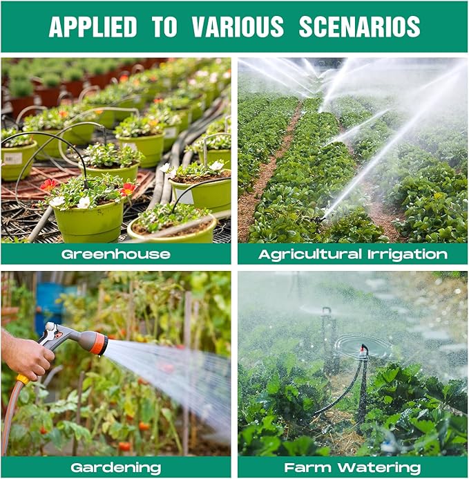 32 Pcs 1/2" Tubing Irrigation Fittings Kit 1/2" ID x 0.6-0.63" OD 16 mm Drip Irrigation Barbed Connectors 4 Switch Valves, 8 Tees, 8 Couplings, 4 Elbows, 4 Ends, 4 Adapters (Blue, Green)