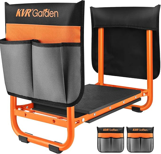 KVR Garden Kneeler Seat Heavy Duty, 2024 Upgraded Garden Bench Widened 10.2", Anti-Rust & Anti-Wear, Foldable Gardening Stool Prevents Back Pain Knees, Gift for Women Men, Seniors, Mom, Dad