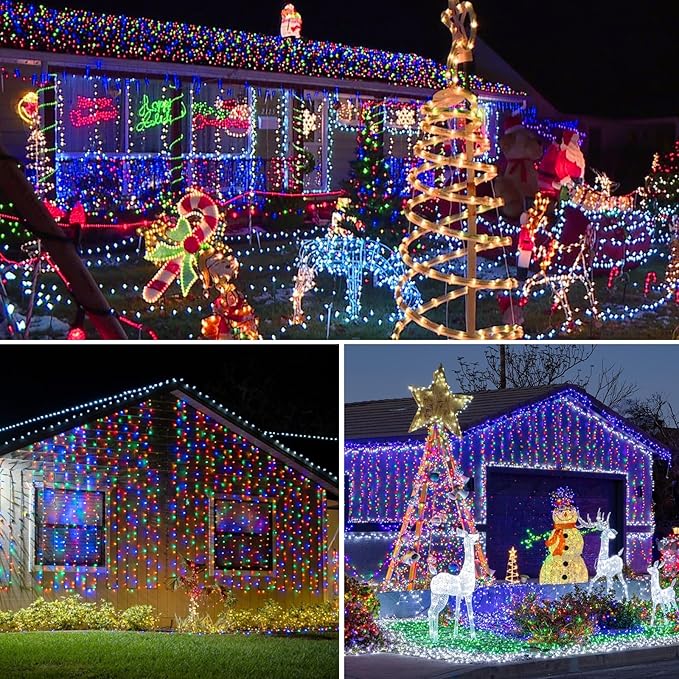 kolpop Solar Fairy Lights Outdoor Waterproof, 3 Pack 32FT 80LED Solar Powered String Light, 8 Modes Copper Wire Solar Twinkle Lighting for Tree Garden Yard Outside Christmas(Multicolor)