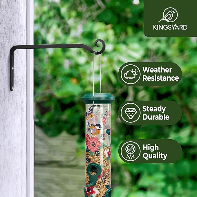 Kingsyard 2-Pack Wall Plant Hanger Outdoor - Heavy Duty Metal Hanging Bracket Hooks for Hanging Plant Bird Feeders Lanterns Wind Chimes Outdoor & Indoor, 10-Inch/Black