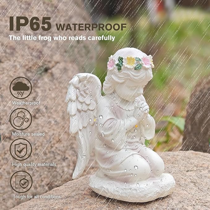Solar Garden Outdoor Angel Statues - Outdoor Angel Sculptures Garden Decorations with Waterproof Led Lights for Patio, Balcony, Yard, Lawn Ornament - Unique Decor Gifts for Mom Grandma Women