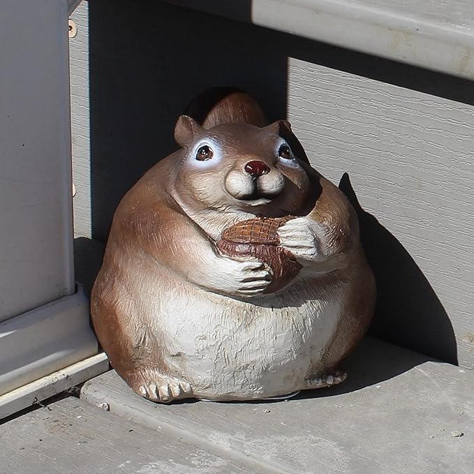 Stocky Squirrel Outdoor Hidden Key Hider and Decorative Patio, Lawn and Garden Statue