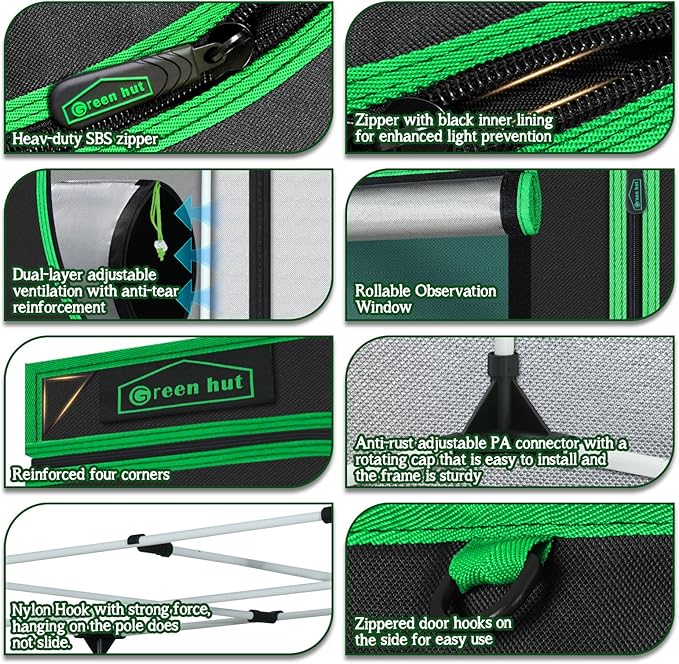 Indoor Grow Tent 48"x24"x60" 600D Mylar Hydroponic Grow Tent for Indoor Plant Tent with Observation Window and Removable Floor Tray 4x2 Grow Tent