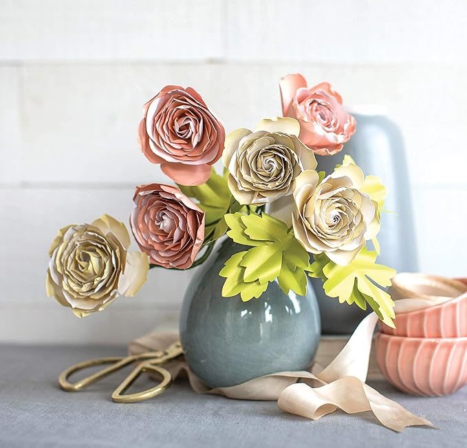 Lia Griffith Frosted Paper Blooms Ranunculus Flowers, 6" x 6.5", Assorted Colors, 21 Count