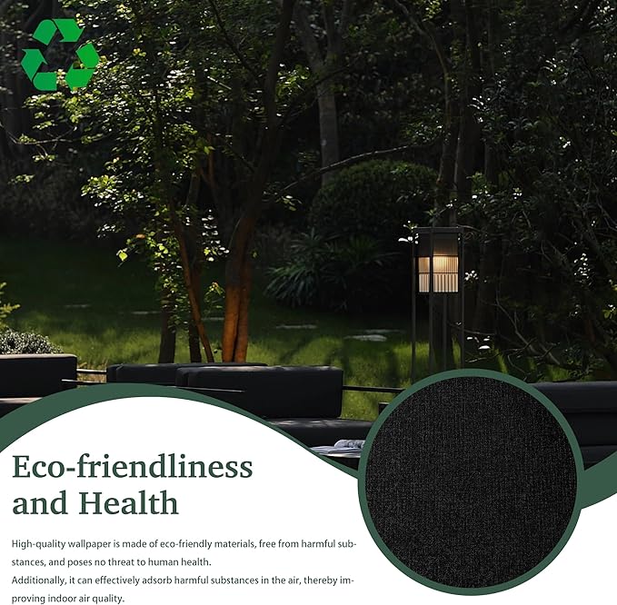 Dimoon 236''x17.7'' Black Peel and Stick Wallpaper Contact Paper Modern Self Adhesive Wall Paper Removable Renter Friendly Textured Solid Color Shelf Cabinet Vinyl Roll (236''x17.7'',Black)